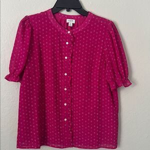 J.Crew Women's Fuchsia Button-Up Top in Size M